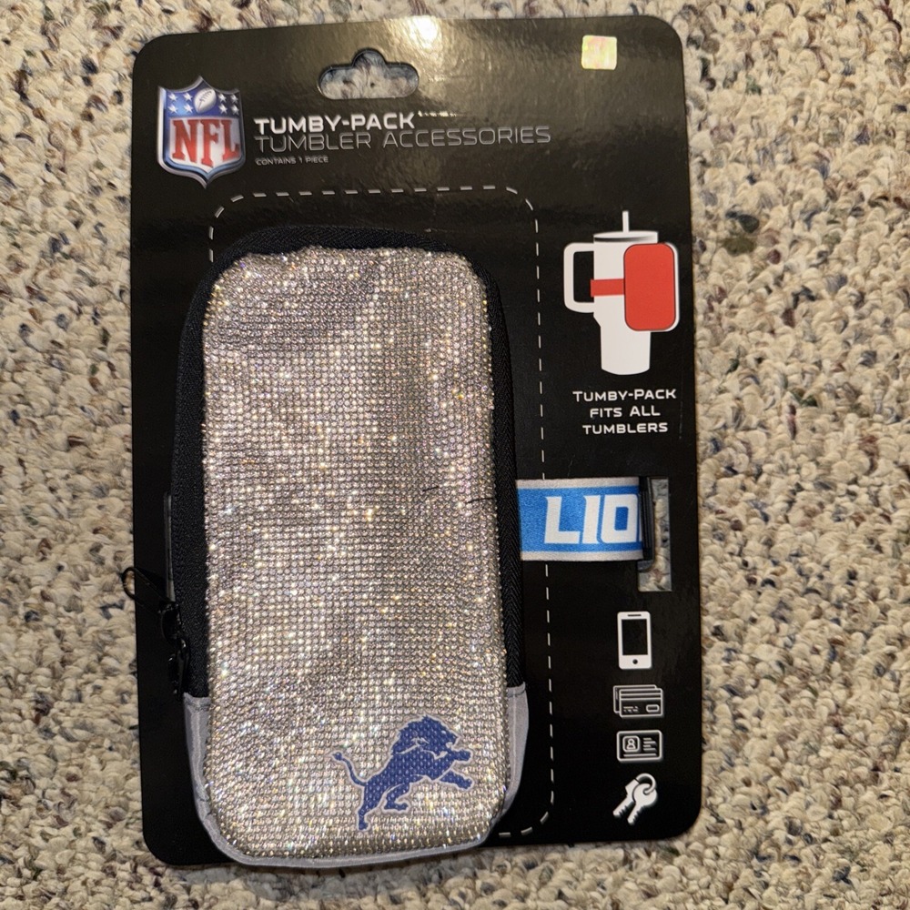Detroit Lions Diamond‎ Sparkle Tumby Pack Stanley Cup Bag Tumbler Pouch